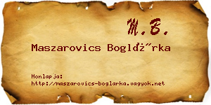 Maszarovics Boglárka névjegykártya